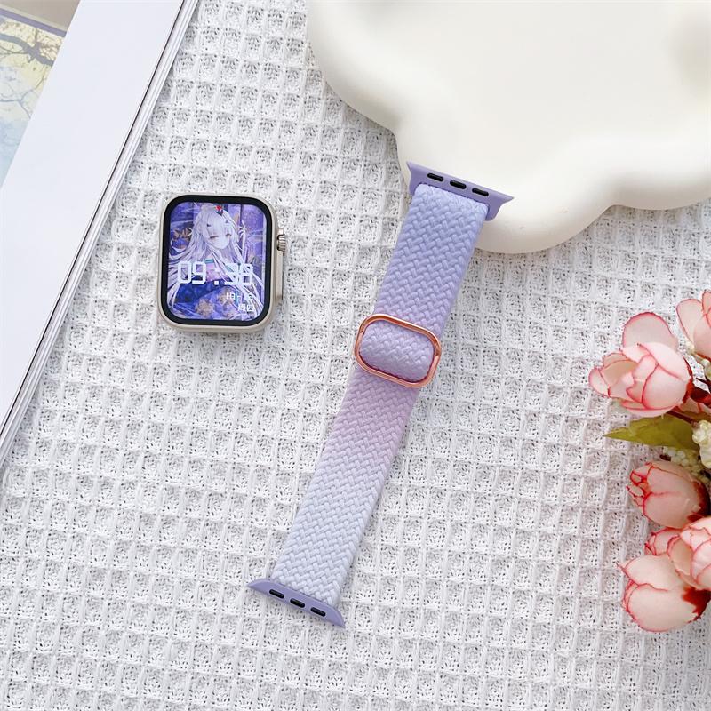 Радужный вязаный ремешок для Apple Watch Band Ultra 49 мм, 44 мм, 40 мм, 45 мм, 41 мм, 42 мм, металлический браслет на запястье iWatch Series 8 7 6 5 SE 4 3