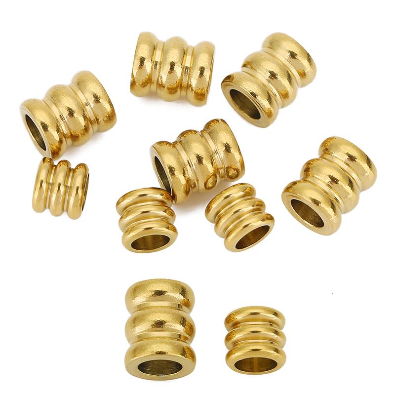 20pcs Dia 6mm 7mm PVD Stainless Steel Spacer Beads Never Fade Necklace Big Hole Beads For DIY Jewelry Making Bracelet Findings