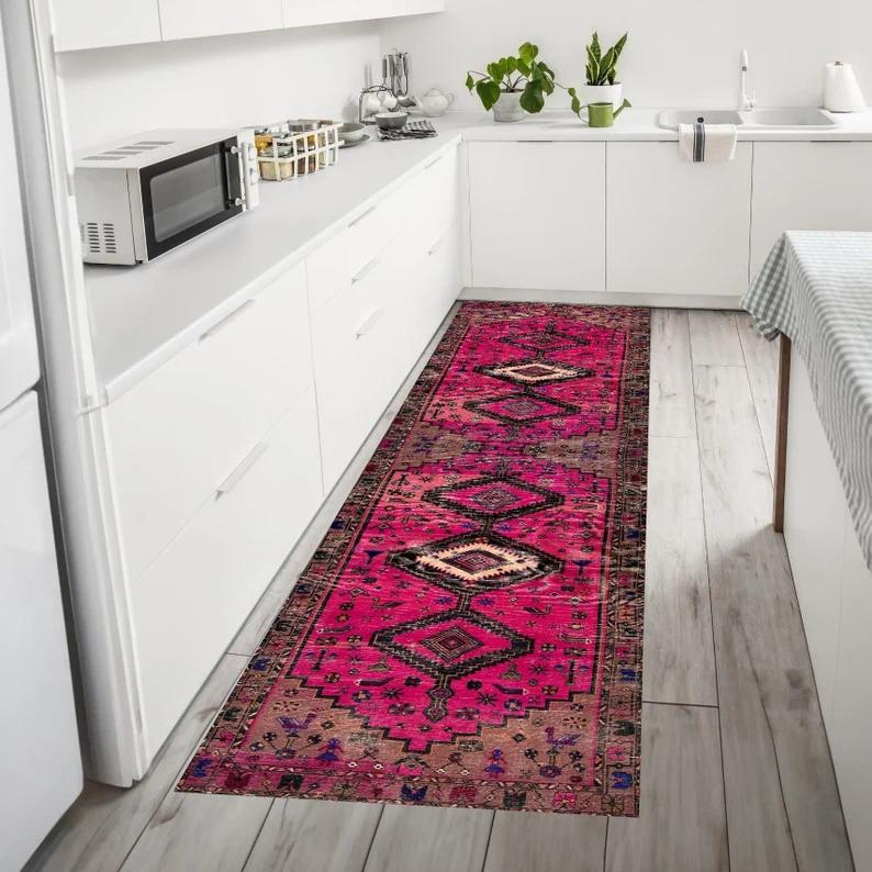 Бохо Цветочная Дорожка Ковер Винтажный Ботанический Ковер для Прихожей Вышитый Узор Цветы Листья Ковер Этнический Декор для Прихожей Восточный Ковер