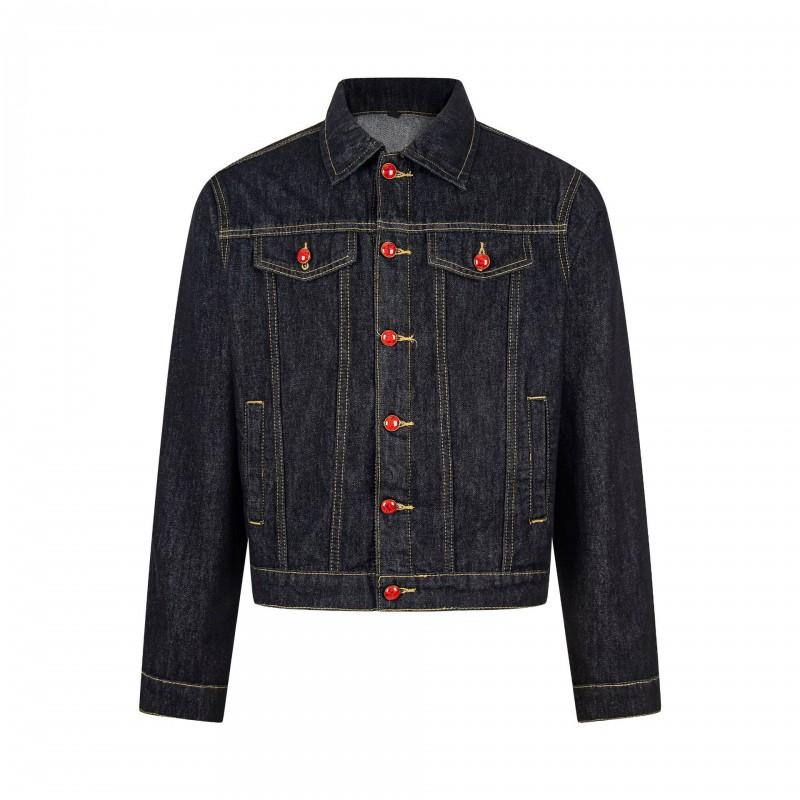 Mens Womens Retro Denim Jacket With Contrast Stitching Loose Fit Casual Outerwear