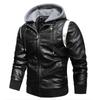 Осень-зима мужская кожаная куртка высокого качества корейская мода молодежные кожаные пальто с капюшоном