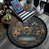 Industrial Machinery Emblem Round Area Rug Under Office Chairs Bedroom Living Room Home Decor