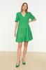 Women's Style Dress Emerald Green Wide Cut Mini Woven Dress