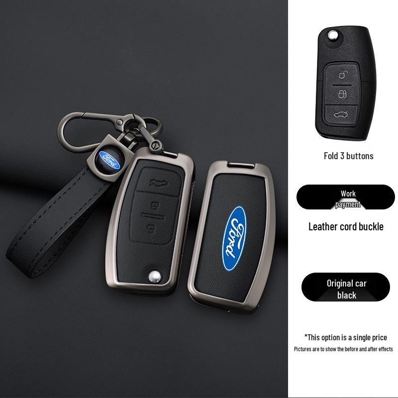 Чехол для ключа Ford Focus & Fiesta - Натуральная коровья кожа (Совместимо с моделями 09/11/12 и 16/18)