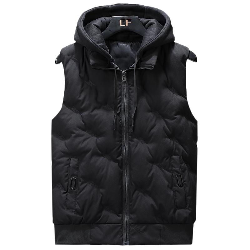 Мужские зимние куртки без рукавов с капюшоном, новая мода, осенний жилет на молнии, холодный жилет в корейском стиле, мужская верхняя одежда с вышивкой