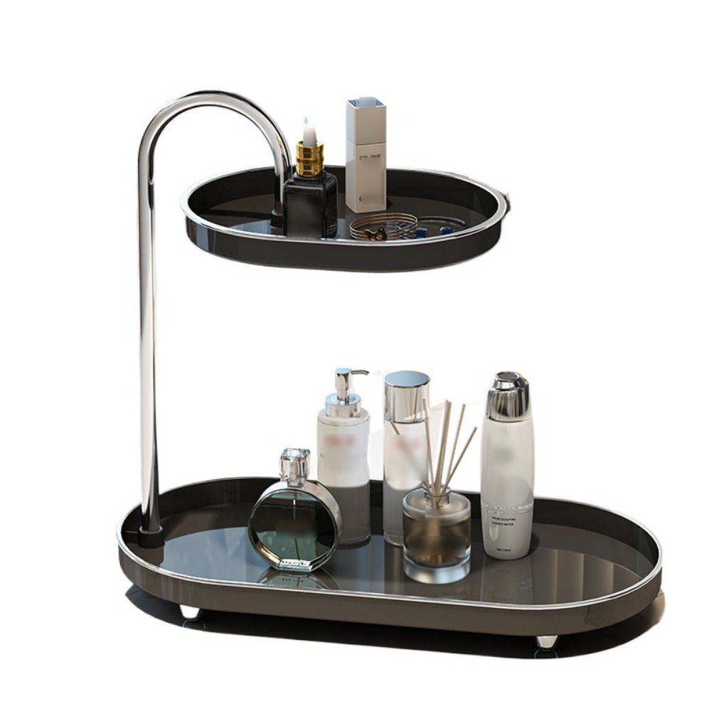 Space Saving Desktop Storage Tray Stainless Steel Rod Makeup Storage Display Stand Kitchen