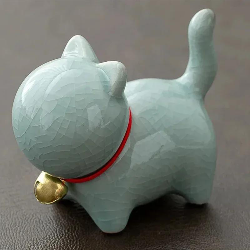 Чайные керамические украшения для домашних животных, расписанные золотом, бутиковые аксессуары для чайного столика, креативная керамика для котят, милый котенок, украшение для животных