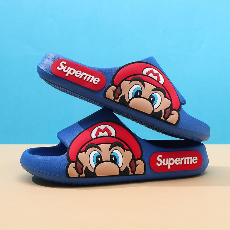 Детские шлепанцы-сандалии в стиле мультфильма Марио, мягкие, из ЭВА, нескользящие, летняя обувь для мальчиков