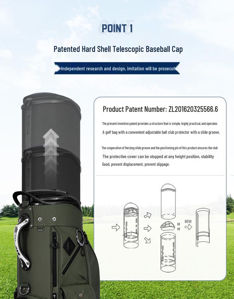 PGM Hard Shell Telescopic Golf Bag, Four-Wheel Push-Type, Waterproof, with Double Bag and Inverted Club Holder for Men and Women