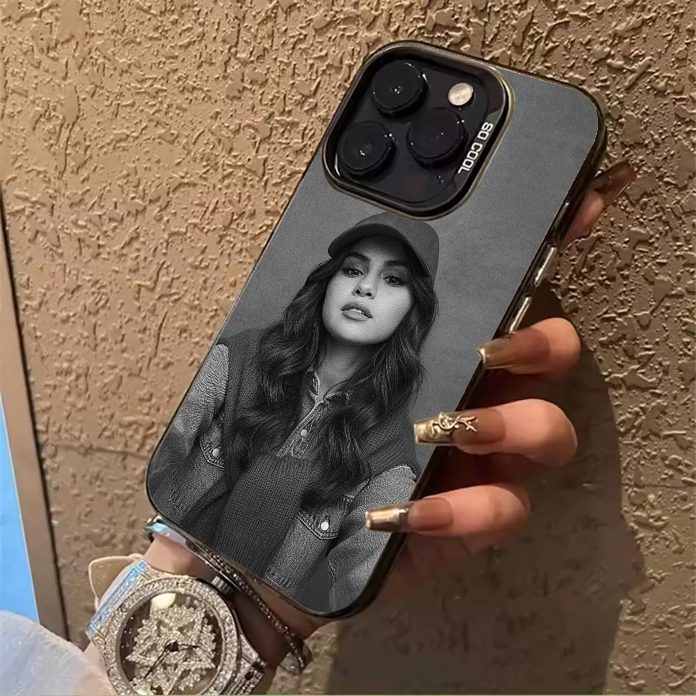 S-G-Selena- Gomez For iPhone 17 16 15 14 13 12 11 Pro Max XS 17 Air Silicone Colored Silver Bumper Cover