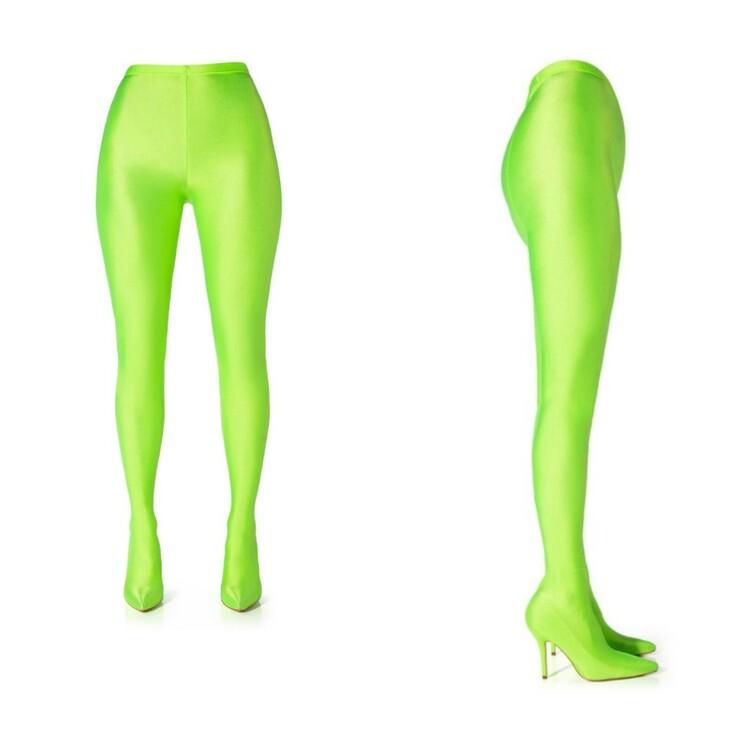 Мода Новый Эластичный Тканевый Комбинезон Брюки Сапоги Женский Гоночный Вечеринка Трендовый Сексуальный Танец на Пилоне Брюки Сапоги Высокий Каблук 10см Размер 34-46