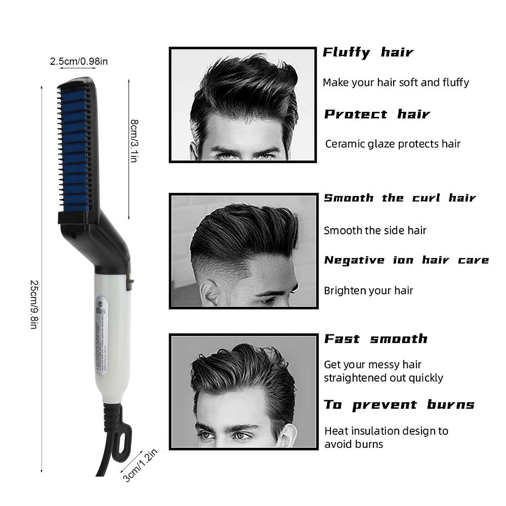 Fast Heating Hair Styling Comb Brush Multi-Functional Beard Comb Electric Hair Comb Brush  For Men