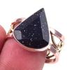 Natural Blue Sunstone Gemstone 925 Sterling Silver Two Tone Ring Size 10 J2Z67