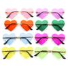 Halloween Party Cosplay Costume Rimless Heart Sunglasses Pink Hippie Sunglasses Metal Sun Glasses Heart-Shaped
