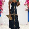 Women Plus Size Scoop Neck Strappy Sleeveless Red Blue White Galaxy Star Printed A Line Long Dress