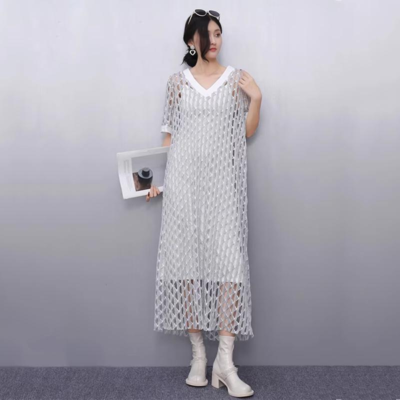 Xitao Платье А-силуэта с V-образным вырезом и вырезом-стойкой HQQ2467