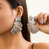 Trendy Ginkgo Leaf Pendant Earrings for Women Exaggerate Irregular Leaves Big Dangle Earrings Banquet Party Zircon Accessories