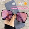 Photochromic Anti -Blue Ray Myopia Glasses Luxury Large Color Changing Eyeglasses Trend Oversized Short Sight Diopter Eyeglasses