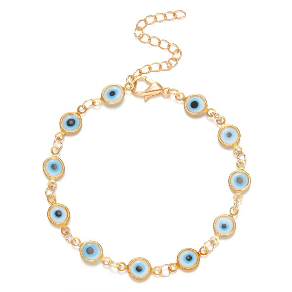 Metal Chain Lucky Evil Eye Bracelet Colorful Turkish Blue Evil Eye Bracelet for Women Men