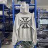Unisex Oversized Washed Grey Distressed Hoodie Streetwear Casual Pullover Sweatshirt Fall