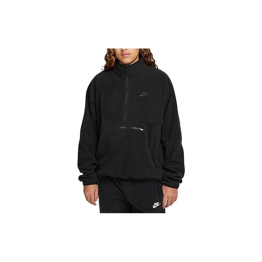 Nike Solid Color Zip-Up Hoodie With Print Lettering Men Hoodie Black DX0525-010