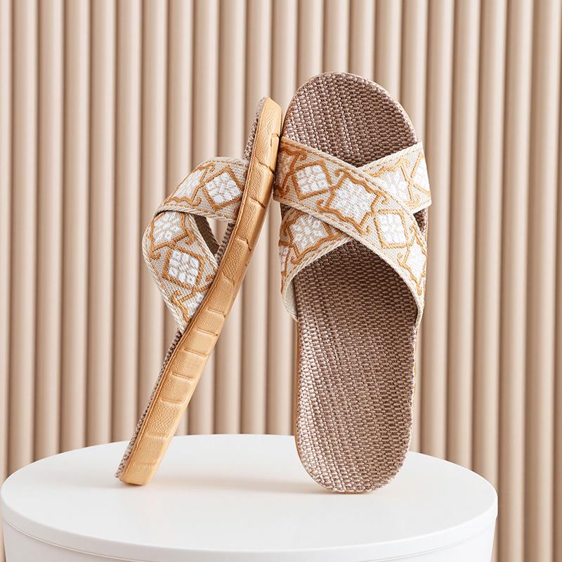 FL Four Seasons Women's Linen Deodorant Anti-slip Indoor/Outdoor Silent Slippers