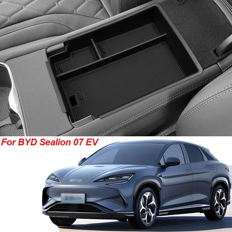 Для BYD Sealion 7 2024 2025 Органайзер для хранения Автомобильный лоток Подстаканник Противоскользящий коврик Органайзеры Аксессуары для интерьера Для наведения порядка Черный
