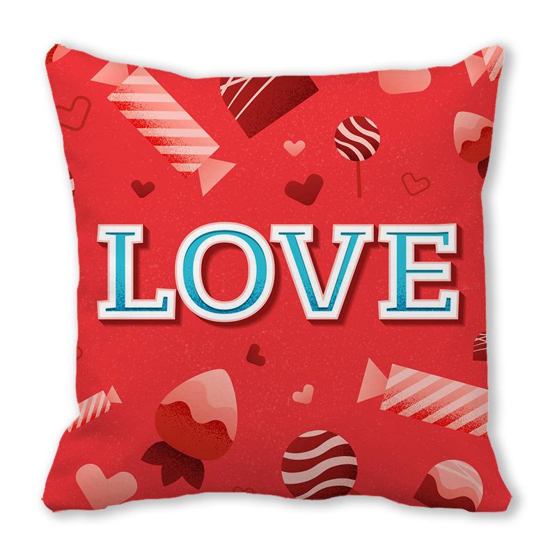 Home Decor Red Heart Patterns: Love themed Pillow Covers Pattern Cushion Cover Suitable for Sofa Bedroom Car Pillow Cover