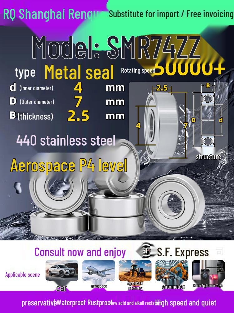 High-Speed Mini Micro Bearings Set: 440 Stainless Steel, 4 Models, 3 Bearings Each, Inner Diameter: 1, 2, 5, 6, 7, 8, 9, 10, 12mm