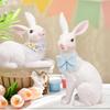 2 Pieces Rabbits Statue Bunny Couple Resin Decor Set Fantastic Outdoor Garden Cute