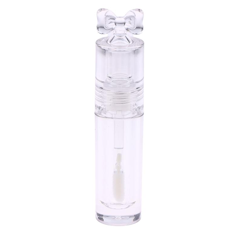 Cute Creative Bow Shape Lip Gloss Tubes Clear Empty DIY Cylindrical Lip Balm Tubes 2.5ml With Wand Refillable Lipstick Bottle