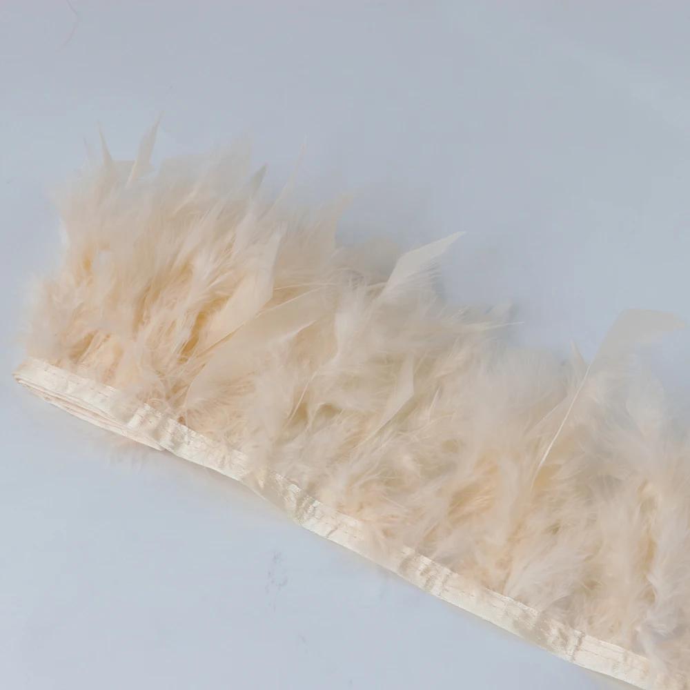 1 метр Натуральная отделка из перьев индейки Высота 10-15 см Свадебная одежда Украшение платья DIY Перьевая лента Швейные поделки