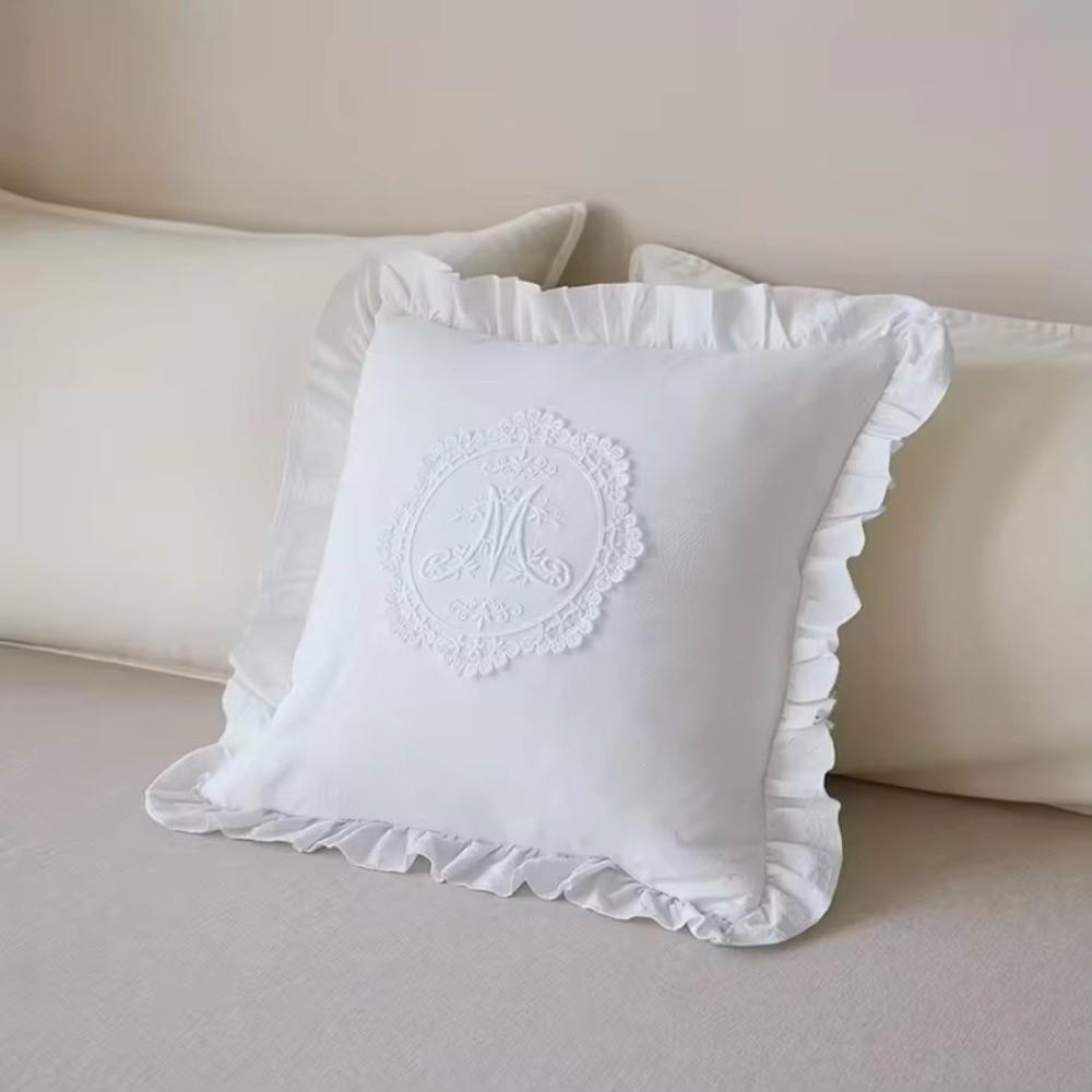 Washed Material Pillow Cover French Lace Bedroom Pillow Shell Comfortable Cushion Cover