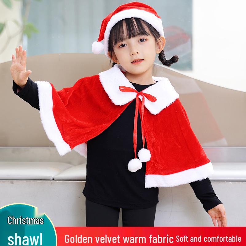 Gold Velvet Christmas Cloak for Adults and Kids - Perfect for Holiday Decorations