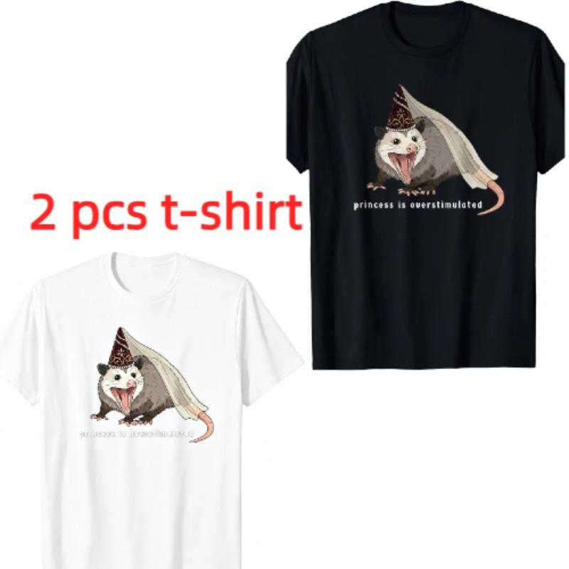 Fun Cartoon Animal Mouse Pattern Print Men's T-shirt Summer Men's and Women's Casual Fashion Tops Men's Short Sleeve T-shirt Oversize Clothing