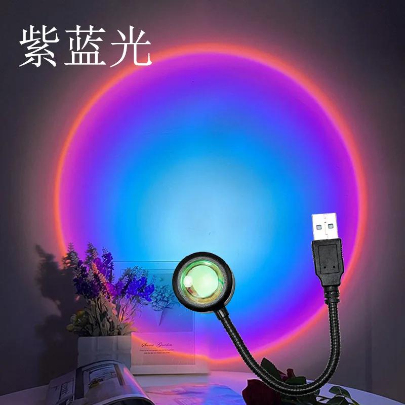 LED Rainbow Neon Night Light USB Sunset Lamp Background Atmosphere Lighting Projector Photography Wall for Bedroom Home Room