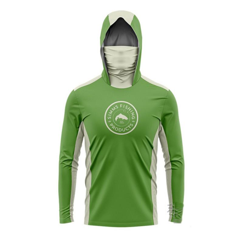 Mens UPF 50 Long Sleeve Fishing Shirt With Hood Face Cover Outdoor Sports Cycling Apparel