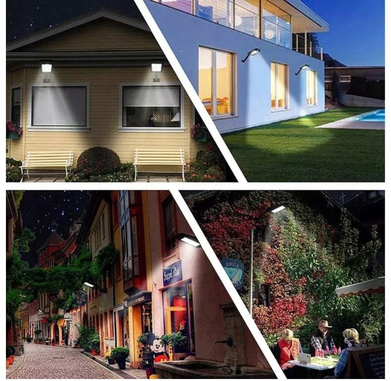 Solar lamp 160 led cob garden motion sensor 3 modes remote control ip65 halogen