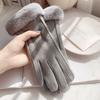 Warm Gloves for Women Winter Fleece-lined Thick Suede Autumn and Winter Cold-Proof Touch Screen New Cycling Ski Riding Gloves