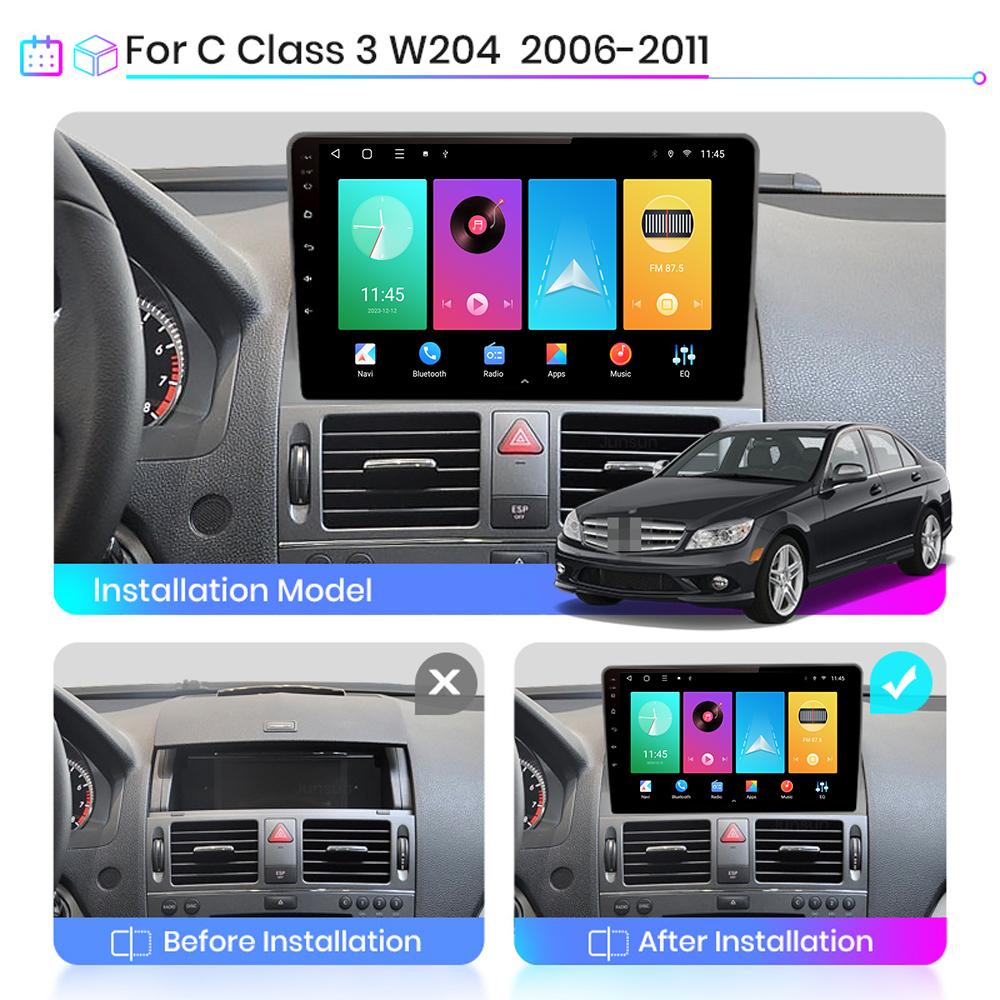 Автомобильное радио Android Auto Carplay для Mercedes Benz C Class 3 W204 S204 2006-2011 Мультимедийный проигрыватель Головное устройство Стерео GPS Навигация BT WIFI 1+16 ГБ