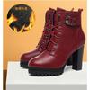 Super High Heel Square Heel Modern Boots Plush Ankle Women's Shoes On Sale 2024 New Solid Zipper Concise Women's Boots Botas