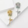 Retro Temperament Alloy Rhinestone Rose Brooch Exquisite And Versatile Women'S Clothing Corsage Jewelry Pin
