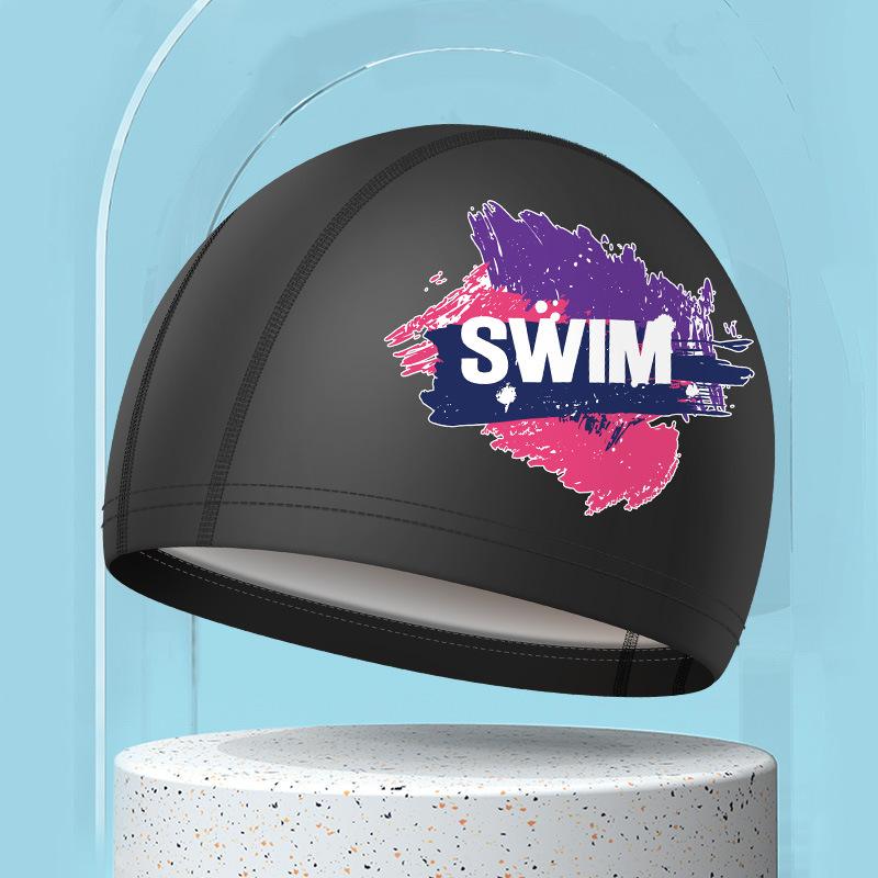 Шапочки для плавания для женщин и мужчин, универсальные, большого размера, для защиты ушей, для купания, водонепроницаемые, с буквенным принтом, из полиуретана
