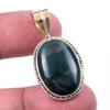 Natural Bloodstone Gemstone 925 Solid Sterling Silver TwoTone Pendant 1.50" G4k56