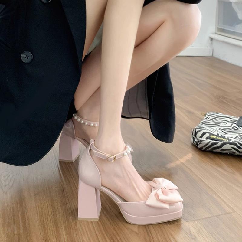 French Square Head Thick Heel High Heels Women's Sandals Summer 2025 New Fairy Style with Skirt Mary Jane Single Shoes
