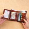 Genuine Leather Ultra-Thin Men's Multi-Function Short Wallet with Driver's License Holder and Anti-Theft Design.