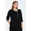 Black Truvacar Sleeve Pocket Stone Detail Large Size Cotton Dress