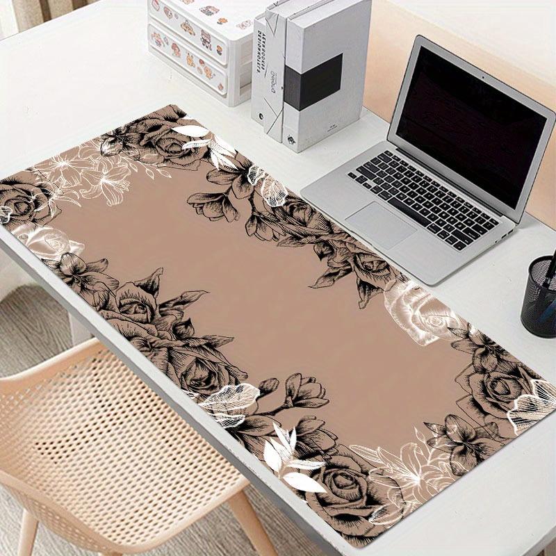 Brown Flowers Mouse Pad Large Game Computer HD Keyboard Pad Art Desk Mat Rubber Non-Slip Office Mousepad Table Accessories Gift