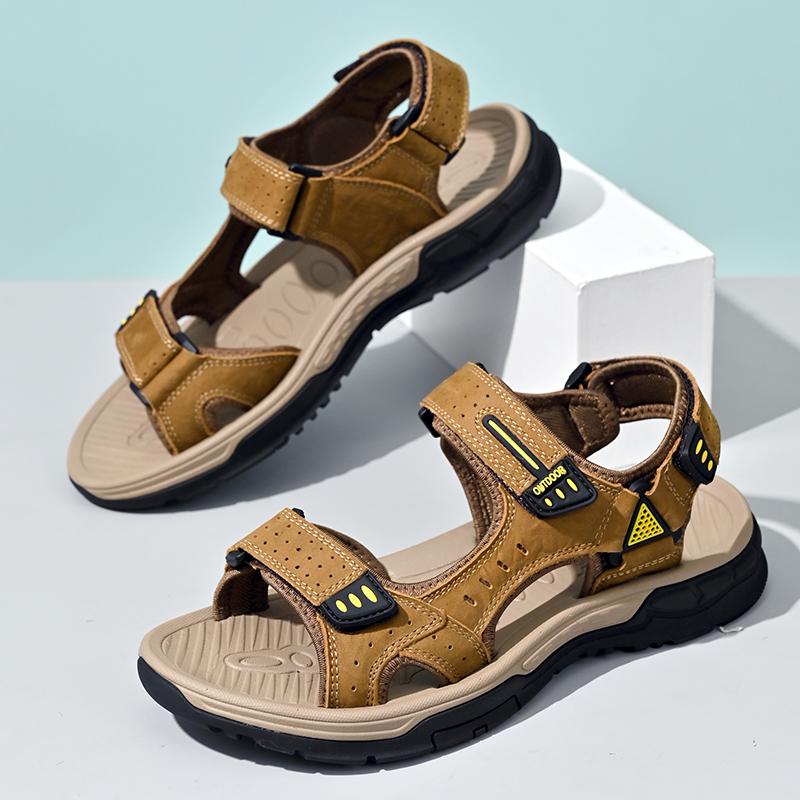 Модные мужские сандалии из натуральной кожи, модная летняя обувь для мужчин, дышащие сандалии для спорта на открытом воздухе для мужчин, пляжная обувь