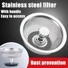 Фильтр для кухонной мойки из нержавеющей стали с ручкой, сменная корзина для слива, сетчатый фильтр для сливного отверстия, нержавейка, кухонные инструменты